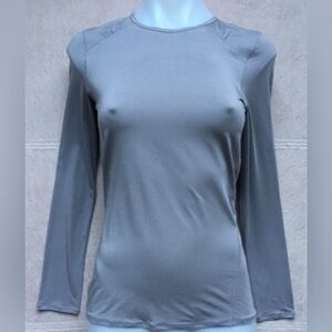 Lululemon Timeless Twist Long-Sleeved LS Sheer Top Sz 2 Gray Open Back SweatWick